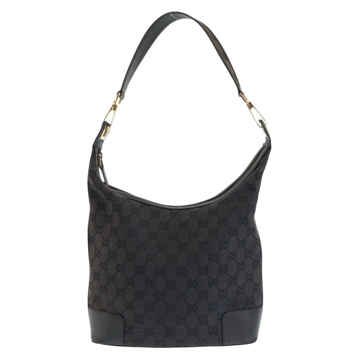 美品 GUCCI グッチ ブラック 黒 ゴールド金具 GGキャンバス レザー/ ショルダーバッグ 602805 【中古】