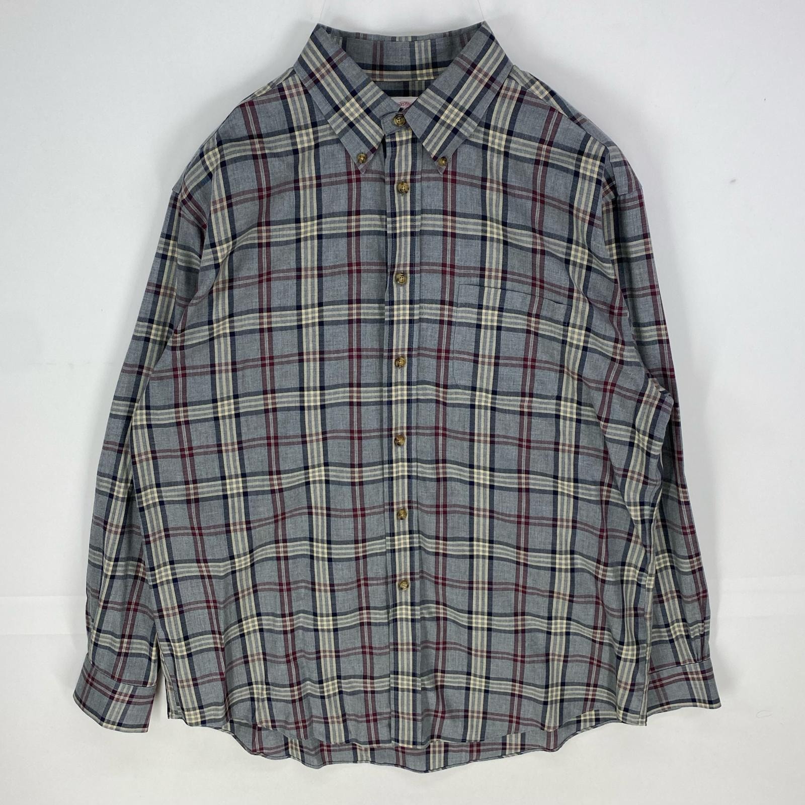 古着 ブルックスブラザーズ Brooks Brothers 長袖シャツ ボタンダウン 1818 胸ポケット L グレー系 チェック メンズ