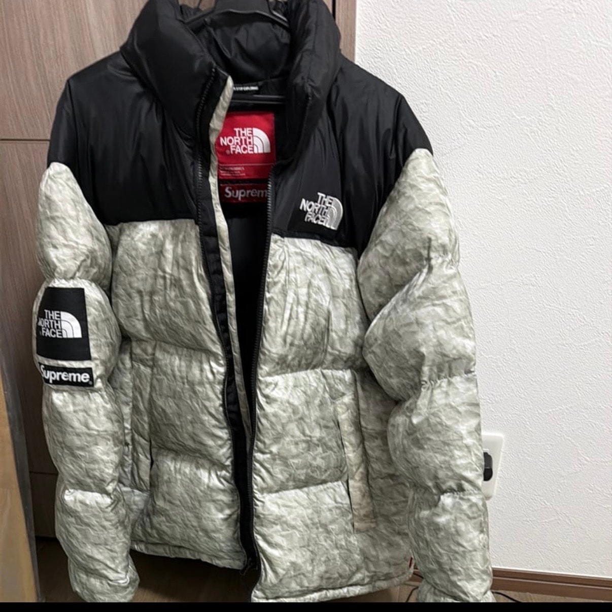Supreme x The North Face Nuptse Jacket "White Paper Print"