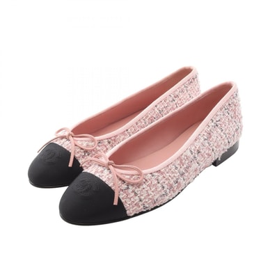 シャネル CHANEL バレリーナ 靴 ファブリック レディース ピンク系 / ブラック系 G02819 【中古】