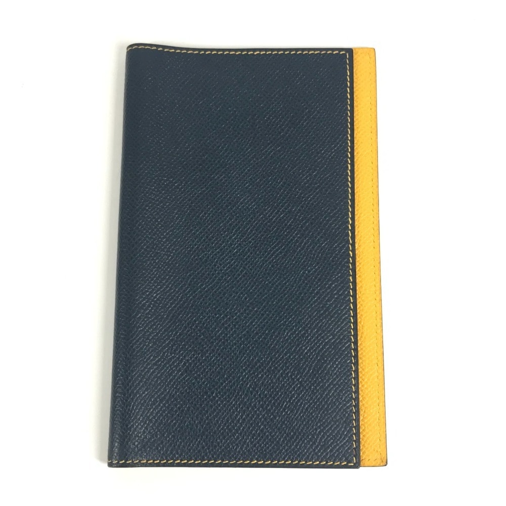 エルメス HERMES アジェンダMM アジェンダ PM 2つ折り バイカラー システム手帳 ステーショナリー 手帳カバー レザー A□刻 ネイビー