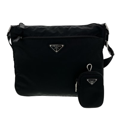 【値下げ】 PRADA プラダ リ ナイロン ショルダーバッグ 1BC421 ナイロン ブラック ユニセックス【中古】