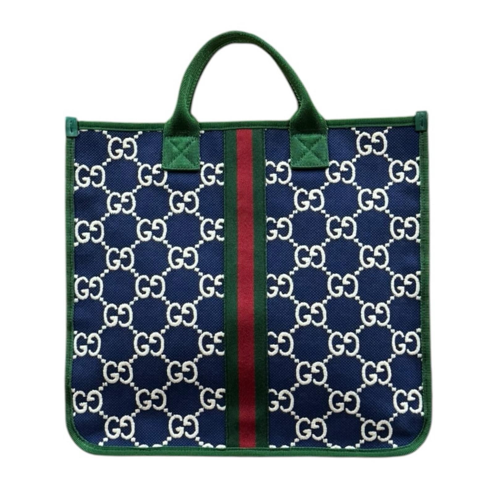 グッチ チルドレンズ シェリーライン ハンドバッグ GGスプリームキャンバス 605831 ネイビー レディース GUCCI  中古