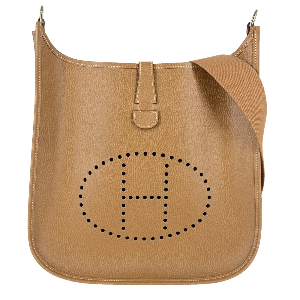 HERMES エルメス ショルダーバッグ エブリン1 GM 肩掛け Evelyne □A刻印 レザー ブラウン 茶 ゴールド金具 レディース 1997年【中古品】