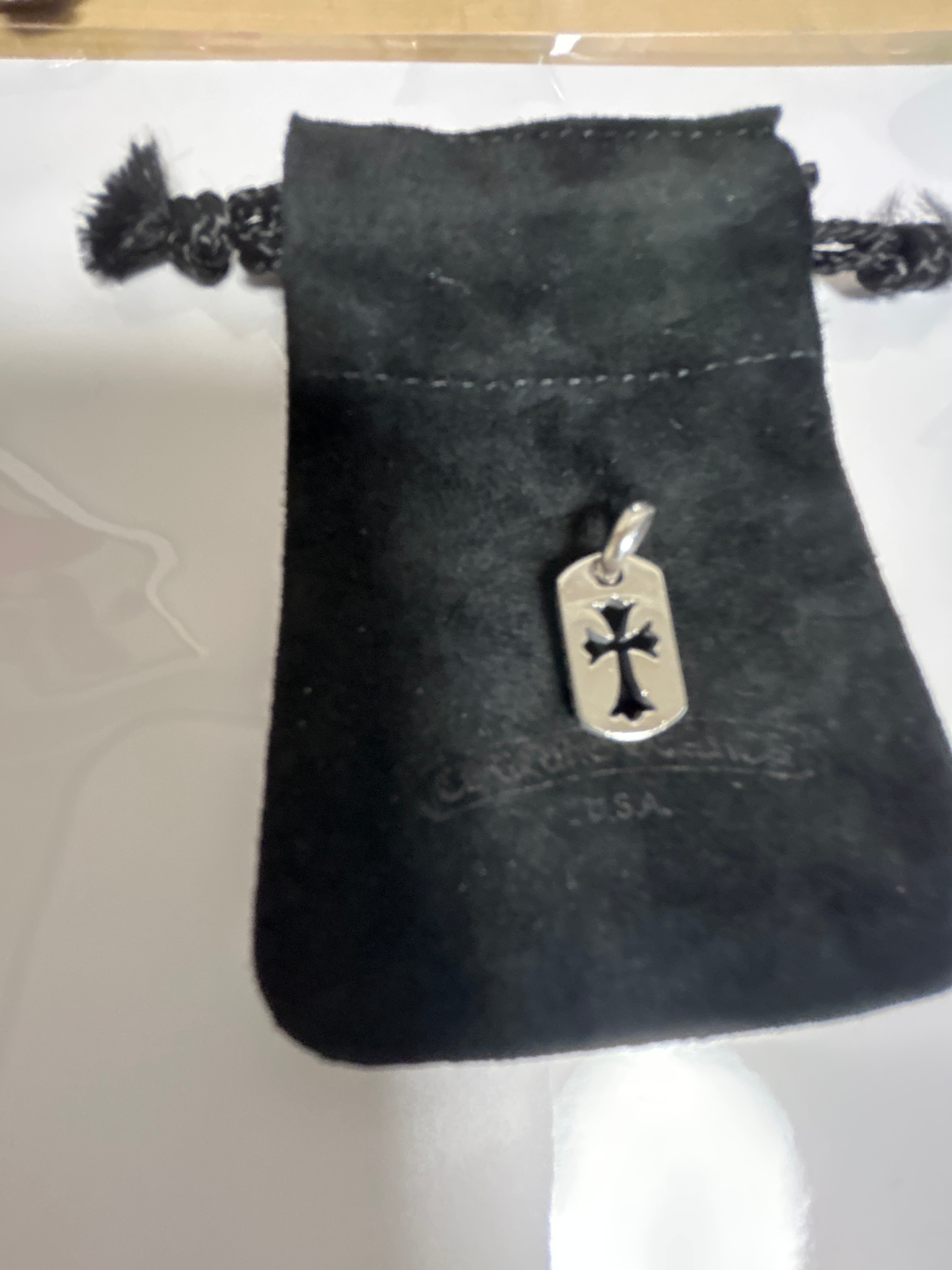 Chrome Hearts Dog Tag Tiny Cut Out Cross "Silver"