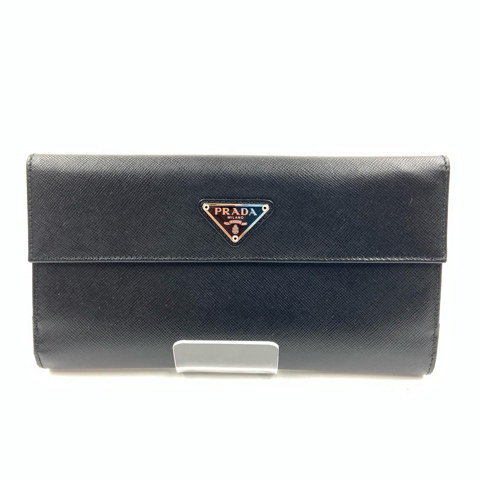PRADA プラダ サフィアーノ トライアングルロゴ Wホック 二つ折り財布 長財布 1M1133 ブラック