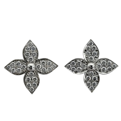 LOUIS VUITTON ルイヴィトン ピアス スターブロッサム ジュエリー アクセサリー 18金WG Au750 K18ホワイトゴールド ダイヤモンド Q96966 レディース 約3.9g【中古品】