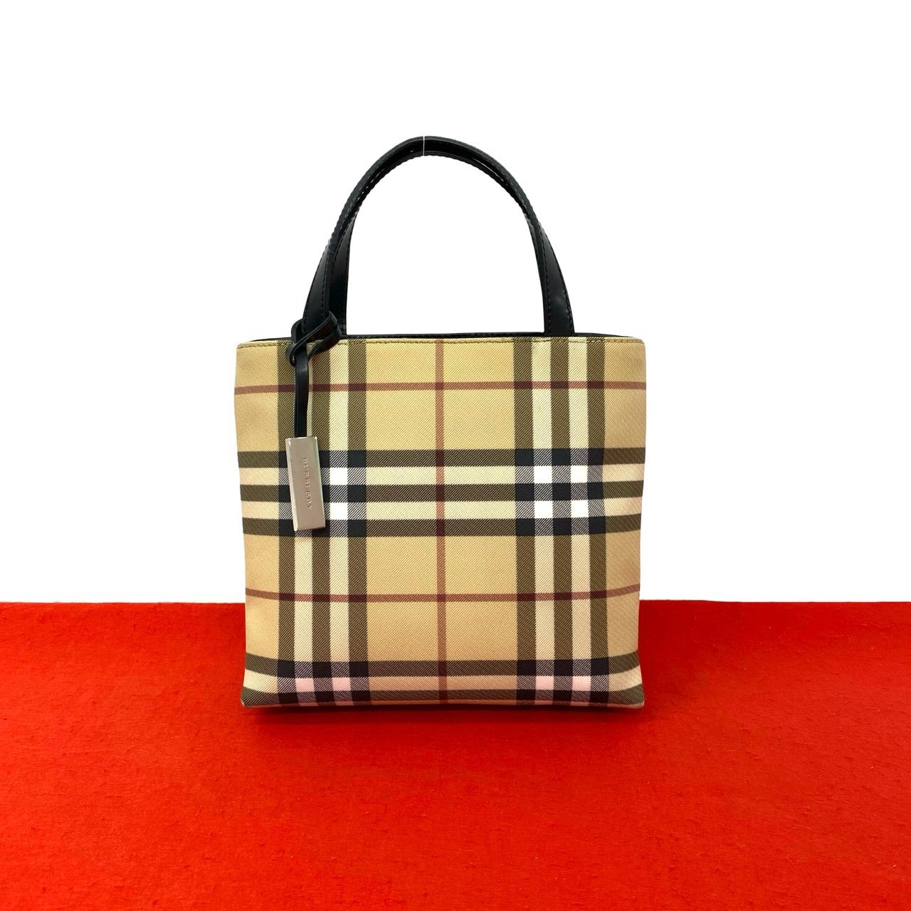 BURBERRY バーバリー ノバチェック キャンバス レザー ハンドバッグ ベージュ
24302