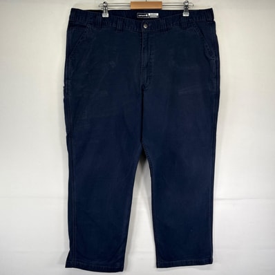 古着 カーハート Carhartt パンツ ダック ワークパンツ サイドポケット 大きいサイズ ワンポイントロゴ W44 L30 ネイビー系 メンズ