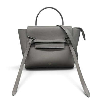 CELINE 極美品 セリーヌ BELT BAG MICRO ベルトバッグ マイクロ 2way ハンドバッグ ショルダーバッグ 18915 3ZVA グレインカーフレザー グレー クロスボディ Aランク 鑑定済 中古 セリーヌバッグ