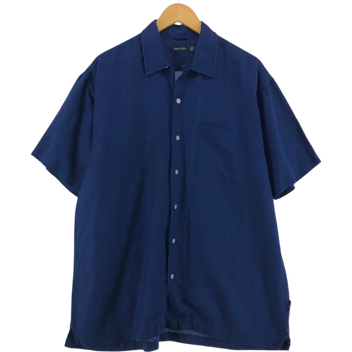 古着 00年代 ノーティカ NAUTICA 半袖 オープンカラー レーヨン×リネンシャツ ボックスシャツ メンズL相当/eaa534899