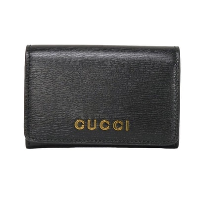 GUCCI グッチ ロゴ スクリプト フラップ カードホルダー 現行 カーフ スナップボタン コンパートメント パスケース 名刺入れ 未使用 メタルロゴ カードケース 790101 0OP0N 1000