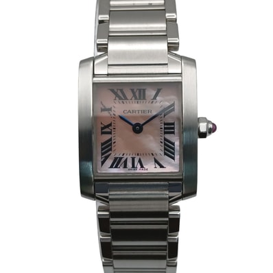 CARTIER カルティエ タンクフランセーズ SM ピンクシェル 腕時計 W21028Q3 ステンレススチール ピンク シルバー レディース【中古】