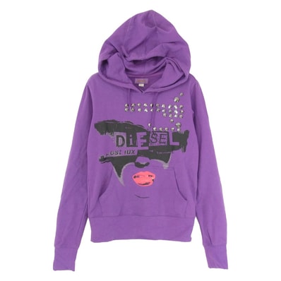 DIESEL ディーゼル パーカー スタッズ プルオーバー パーカー パープル系 S【中古】