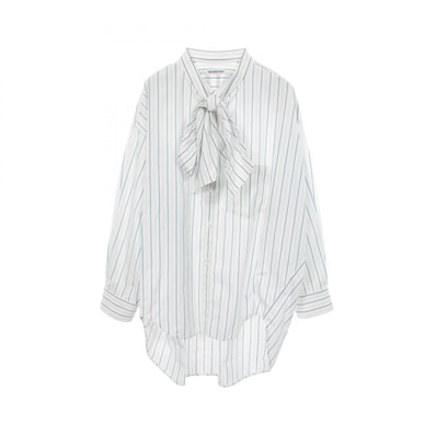 バレンシアガ BALENCIAGA ストライプ ニュースウィング バックロゴ 衣料品 トップス コットン レディース ホワイト系 / ブルー系 / グリーン系 【中古】