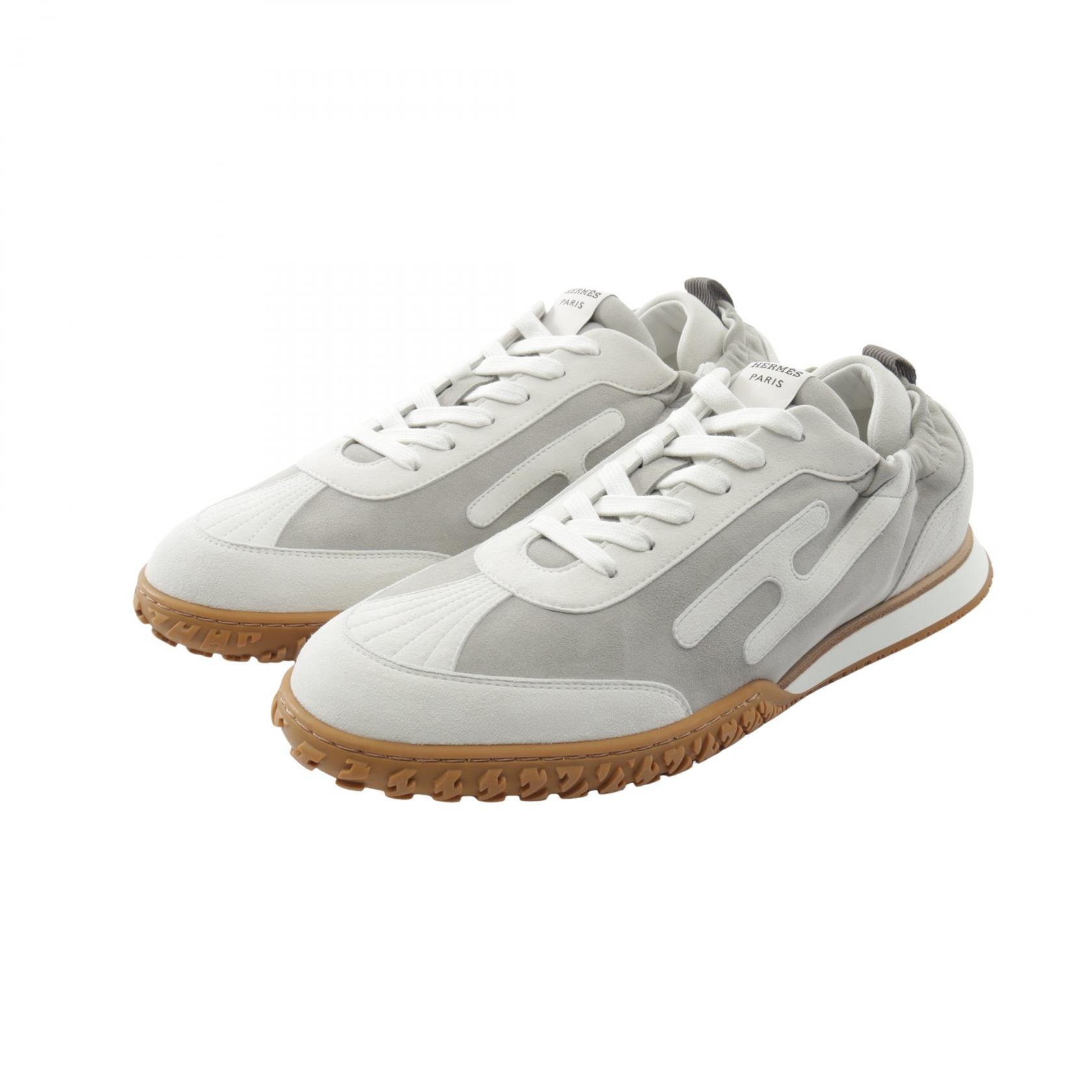 エルメス HERMES ジェット スニーカー 靴 スウェード ホワイト メンズ グレー系 / ホワイト系 【中古】