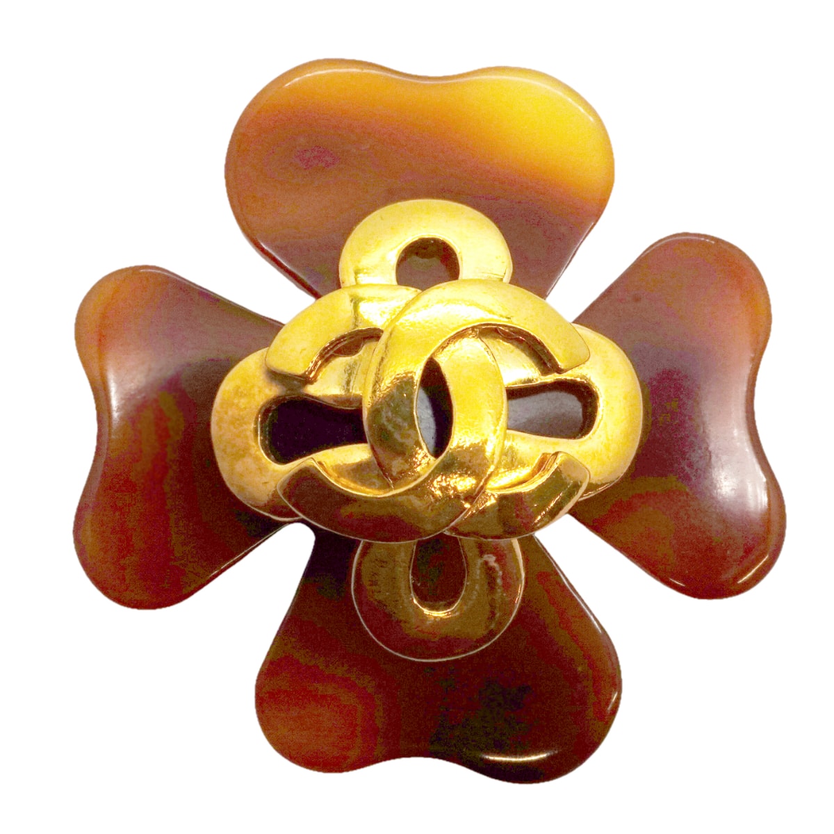 ★最終価格【6jcb0479-k】シャネル ブローチ ヴィンテージ ココマーク べっ甲柄 GPメッキ ゴールド ブラウン【中古】レディース