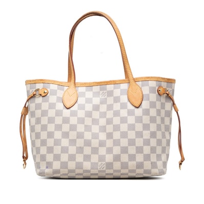 ルイ ヴィトン ダミエ アズール ネヴァーフルPM トートバッグ ショルダーバッグ N51110 ホワイト PVC レザー レディース LOUIS VUITTON 【中古】