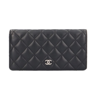 シャネル タイムレスクラシック ロング フラップ ウォレット マトラッセ 長財布 ラムスキン A31509 レディース CHANEL 中古