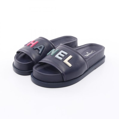 シャネル CHANEL サンダル 靴 レザー レディース ネイビー系 / マルチカラー G38933 【中古】