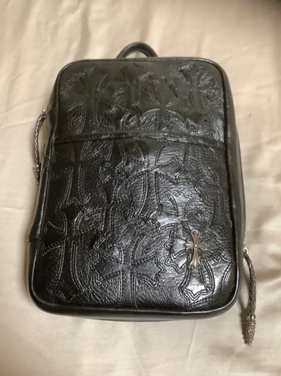Chrome Hearts Everyday Carry Cemetery Cross Patch Leather Handbag "Black"