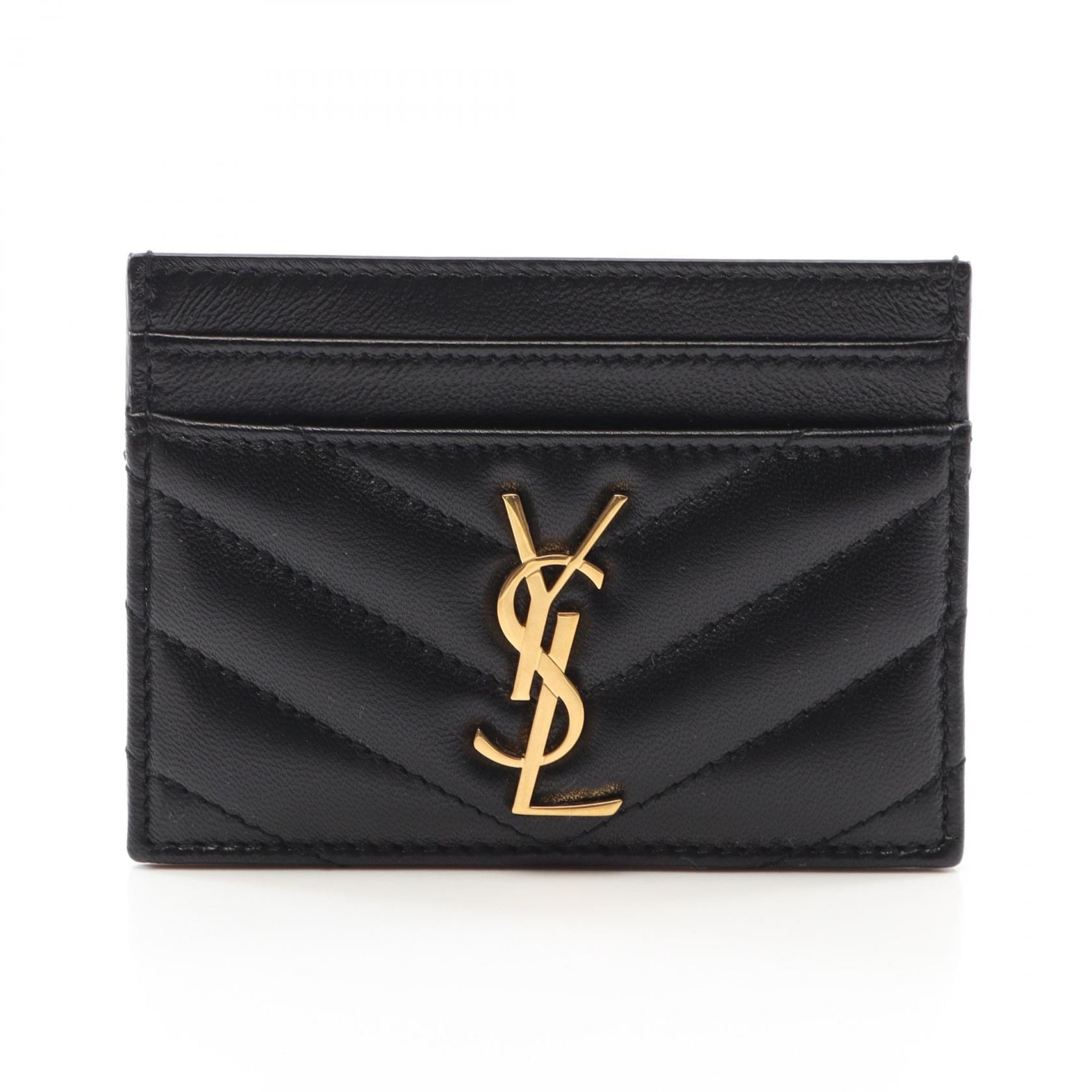 サンローランパリ SAINT LAURENT PARIS YSL モノグラム カードケース アクセサリー レザー レディース ブラック系 AAA441000 【新品】