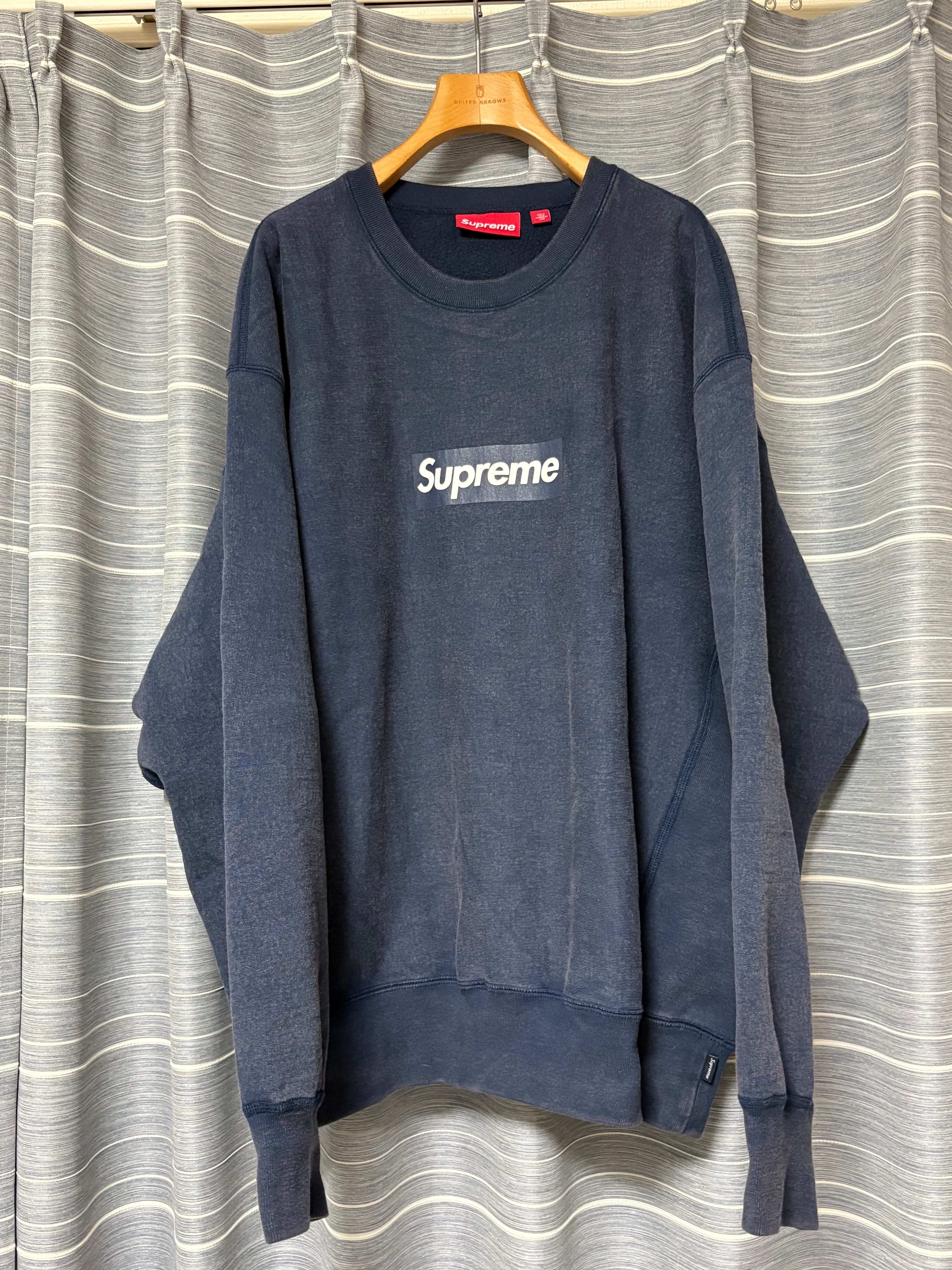 Supreme Washed Box Logo Crewneck "Navy"