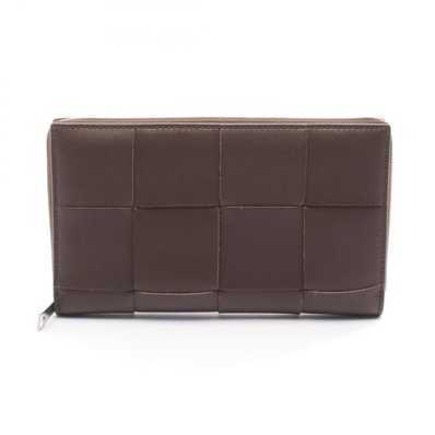 ボッテガヴェネタ BOTTEGA VENETA カセット ラウンド長財布 財布 レザー レディース ブラウン系 814649 【中古】