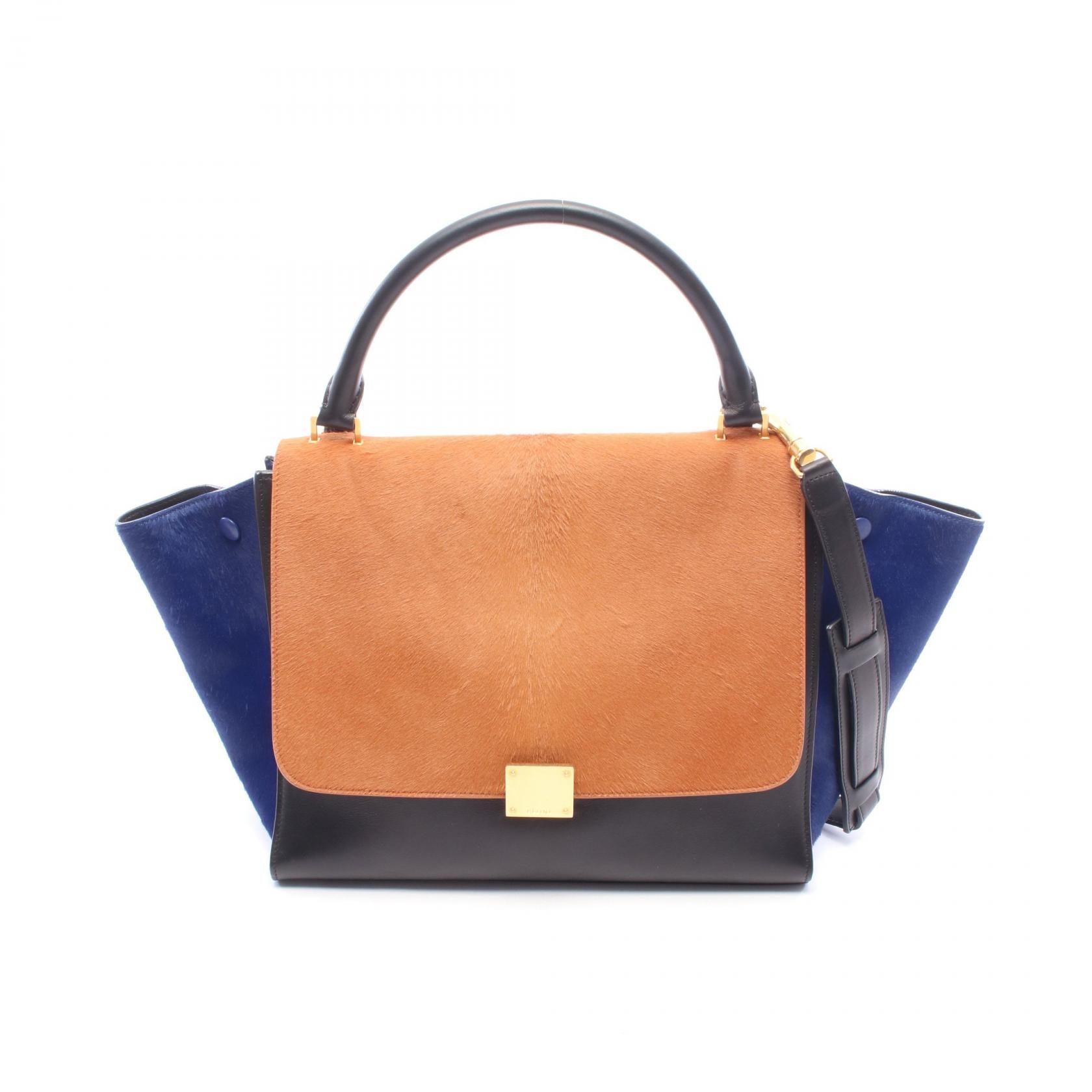 セリーヌ CELINE トラペーズ ミディアム 2WAY ハンドバッグ バッグ レザー レザー レディース ブラウン系 / ブルー系 / ブラック系 【中古】