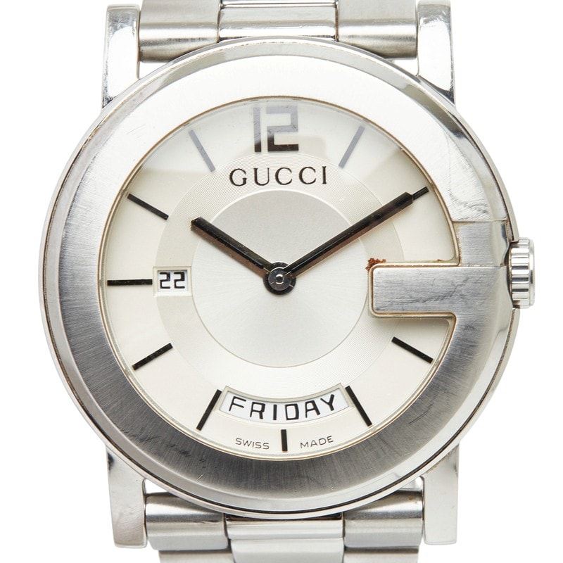 グッチ 腕時計 101M クオーツ ベージュ文字盤 ステンレススチール メンズ GUCCI 中古