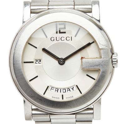 グッチ 腕時計 101M クオーツ ベージュ文字盤 ステンレススチール メンズ GUCCI 中古