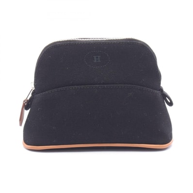 エルメス HERMES ボリードポーチ15 ミニミニ ポーチ バッグ キャンバス レザー レディース ブラック系 H104772M09 【中古】
