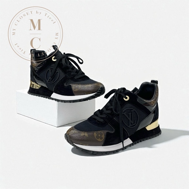 ルイヴィトン LOUIS VUITTON ランアウェイライン モノグラム スニーカー 靴 シューズ レザー パテント スエード ブラック ブラウン インヒール