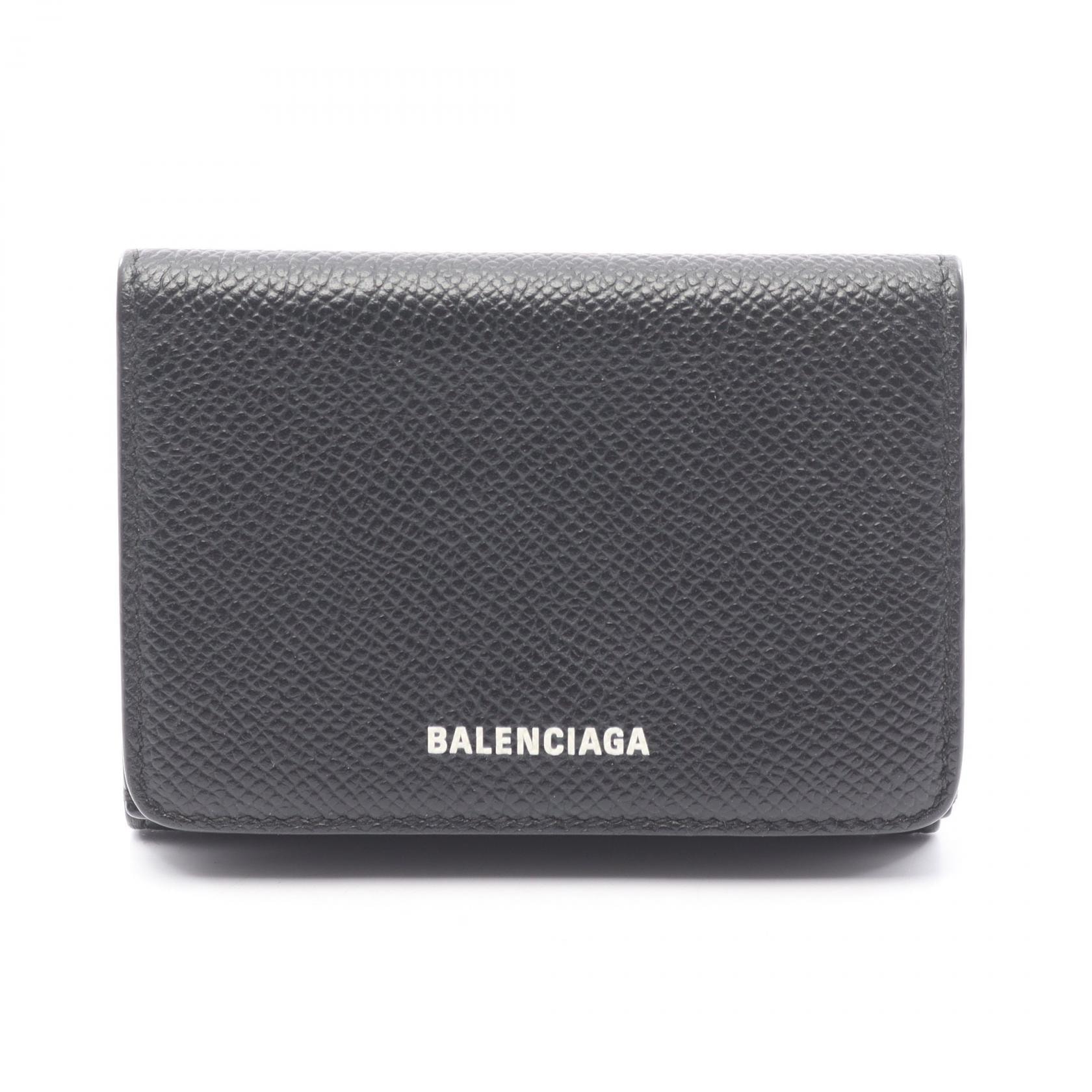バレンシアガ BALENCIAGA VILLE ヴィル 三つ折り財布 財布 レザー レディース ブラック系 558208 【中古】
