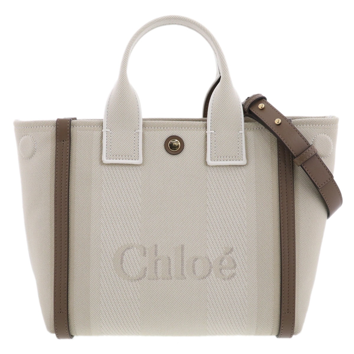Chloe クロエ キャリースモール 2WAYハンドバッグ トートバッグ CHC25SS911 O65 キャンバス ベージュ  レディース【中古】