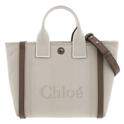 Chloe クロエ キャリースモール 2WAYハンドバッグ トートバッグ CHC25SS911 O65 キャンバス ベージュ レディース【中古】