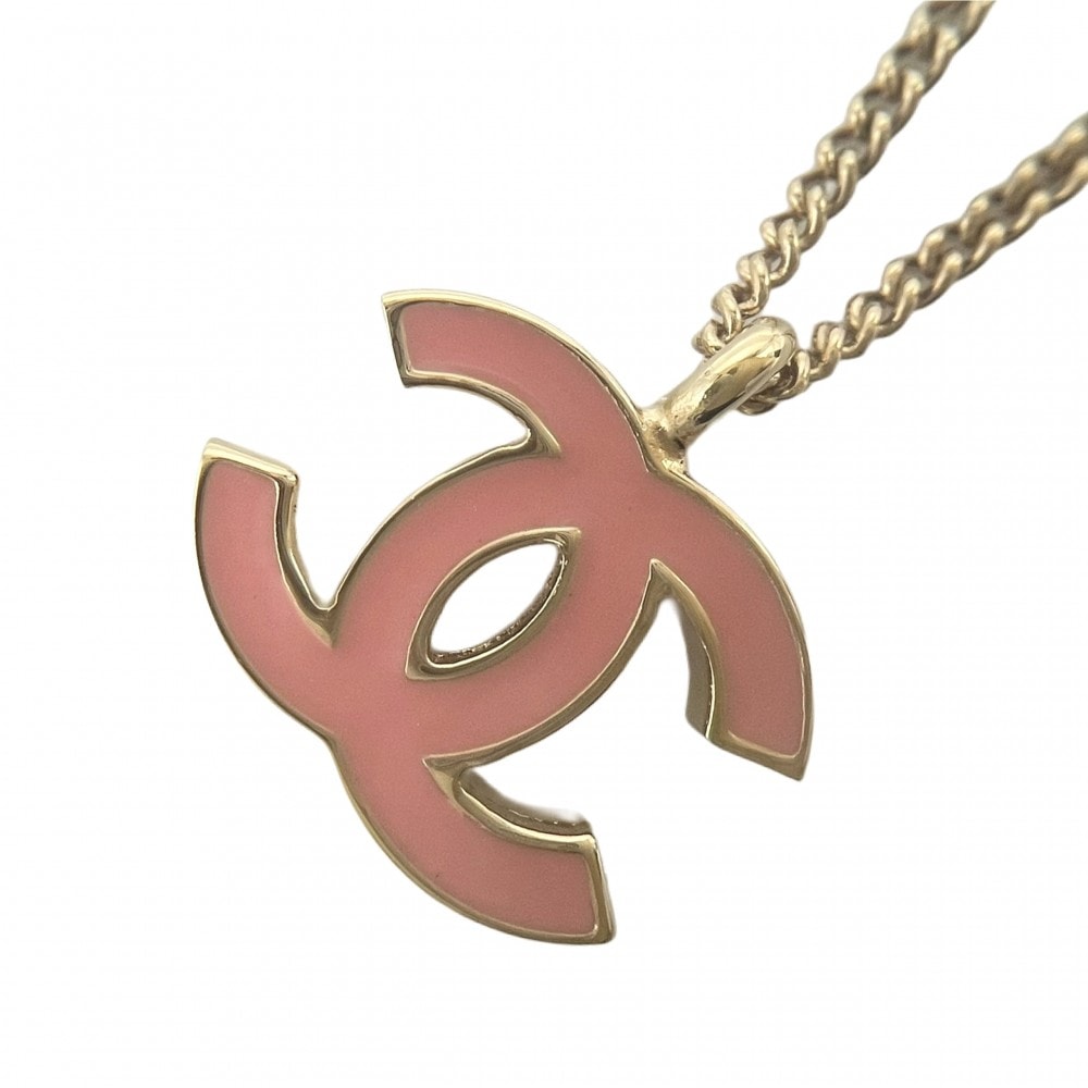 CHANEL シャネル ネックレス チェーン ココマーク アクセサリー アジャスター付き GP    01A ゴールド ピンク レディース 約6.3g 美品 2001年【中古品】