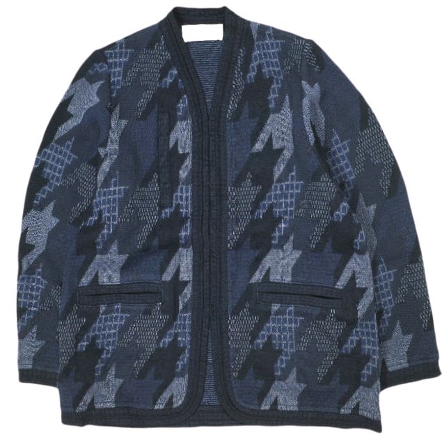 新品 Mame Kurogouchi マメクロゴウチ 23SS 日本製 Houndstooth Knitted Jacket ハウンドトゥースニットジャケット MM23PS-KN724 1 NAVY 定価71,500円 千鳥格子 アウター g23059