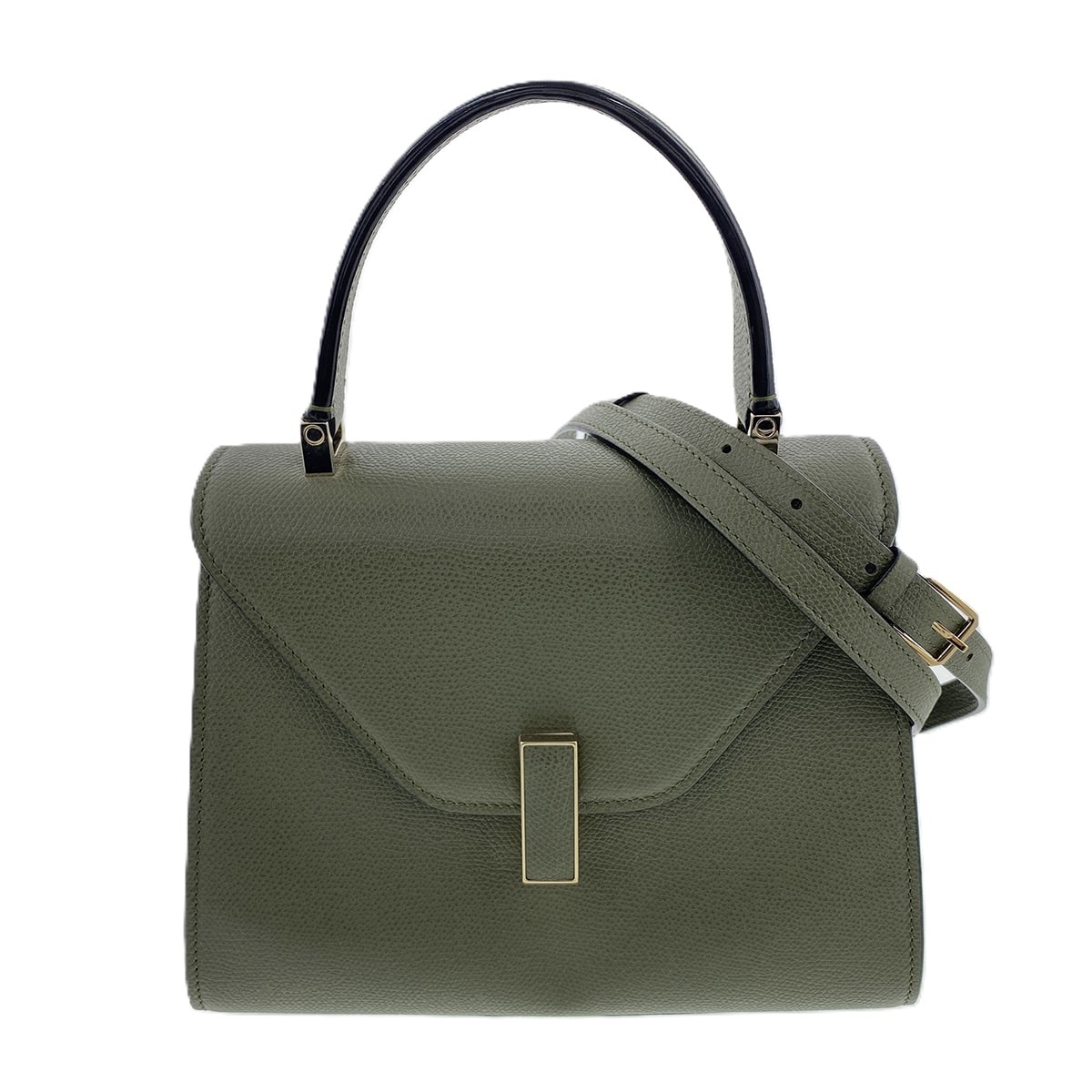 【値下げ】Valextra ヴァレクストラ ミニ イジィデ ハンドバッグ WBES0036028LOC99 レザー ミリタリーグリーン レディース【中古】