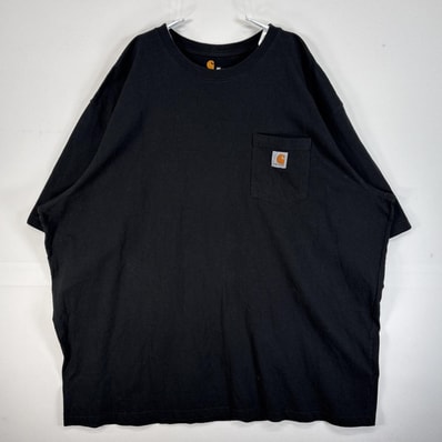 古着 カーハート Carhartt 半袖Tシャツ 大きいサイズ 肉厚 ワンポイント ロゴ 胸ポケ 3XL ブラック 無地 メンズ