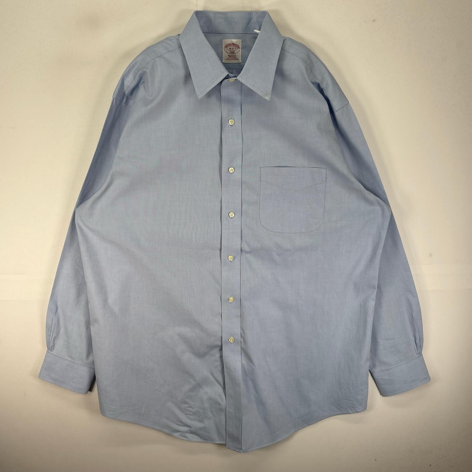 古着 ブルックスブラザーズ Brooks Brothers 長袖シャツ 胸ポケット L  ブルー系 無地 メンズ
