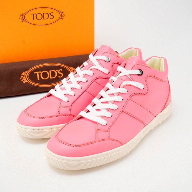 ■未使用品■TOD’S トッズ SPORT CASSETTA JL POLACCO スニーカー サイズ38 靴 レザー ピンク イタリア製 20241211/RA2507