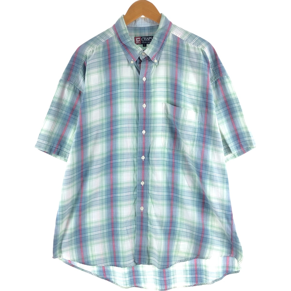 古着 ラルフローレン Ralph Lauren CHAPS チャップス 半袖 ボタンダウン チェックシャツ メンズXL相当/eaa562694