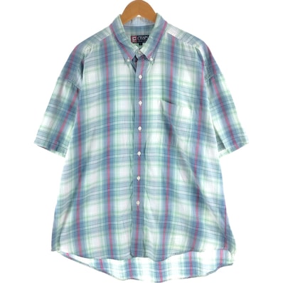 古着 ラルフローレン Ralph Lauren CHAPS チャップス 半袖 ボタンダウン チェックシャツ メンズXL相当/eaa562694