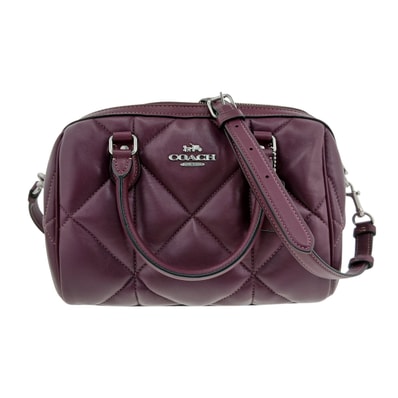 COACH コーチ ローアン サッチェル パフィ ダイヤモンド キルティング 2WAY ショルダーバッグ ハンドバッグ CJ610 レザー パープル レディース【中古】