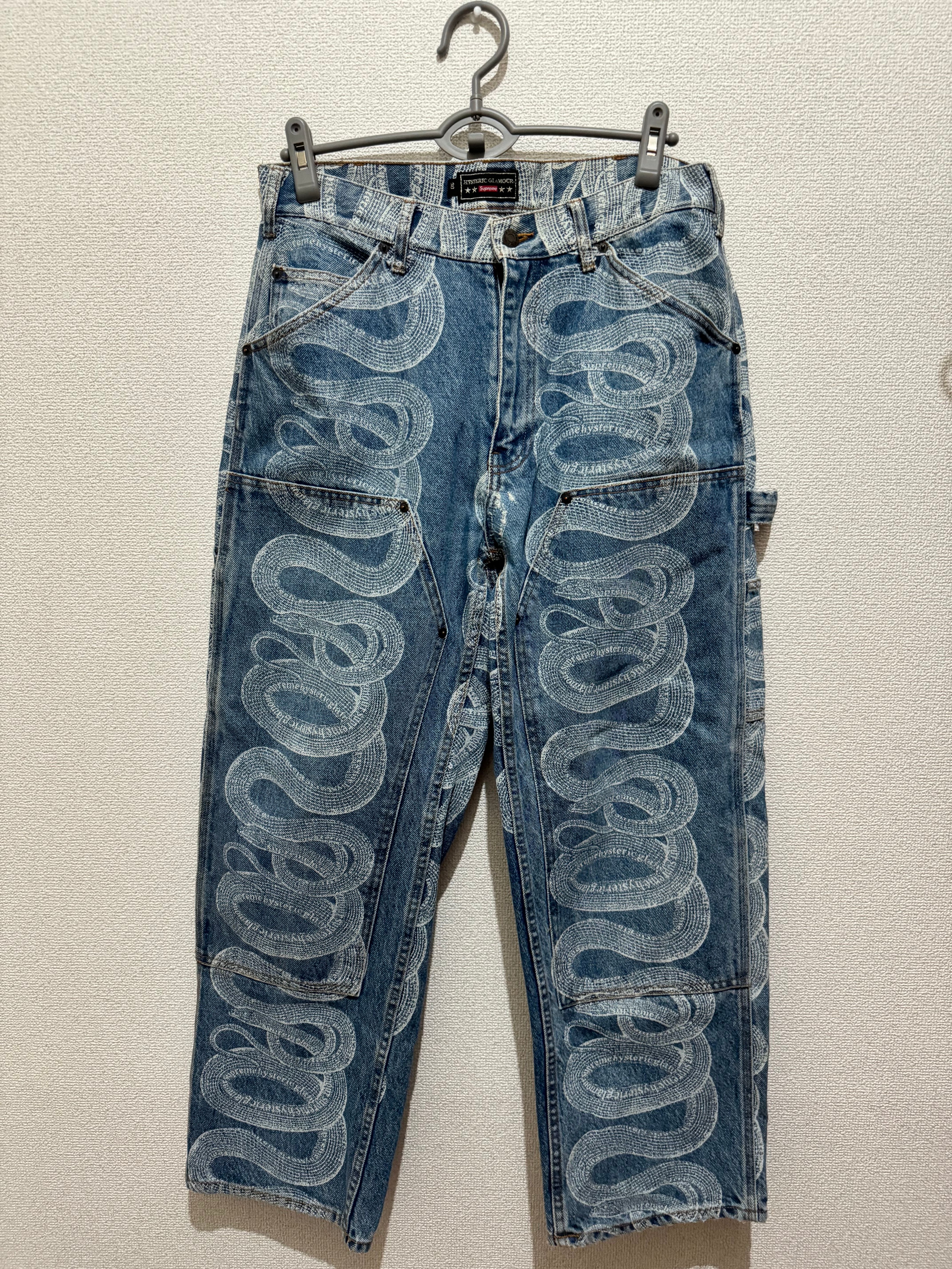 Supreme x HYSTERIC GLAMOUR Snake Double Knee Denim Painter Pant