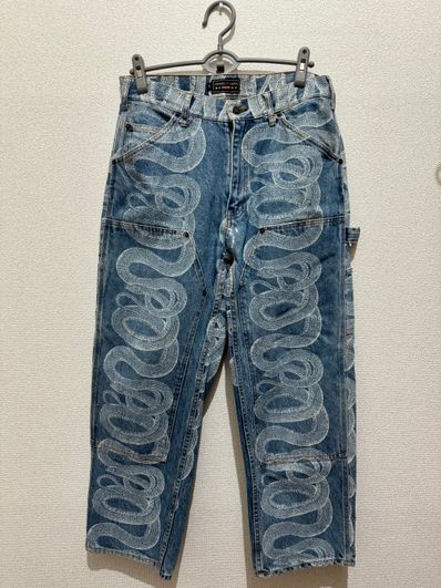 Supreme x HYSTERIC GLAMOUR Snake Double Knee Denim Painter Pant "Blue"