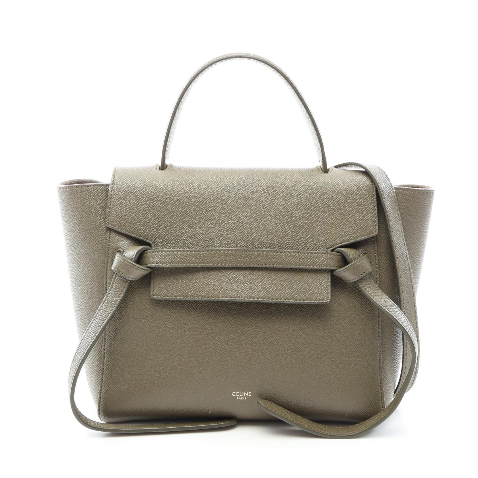 セリーヌ CELINE BELT BAG MICRO ベルトバッグ マイクロ 2WAY ハンドバッグ バッグ レザー レディース カーキ系 189153ZVA 【中古】
