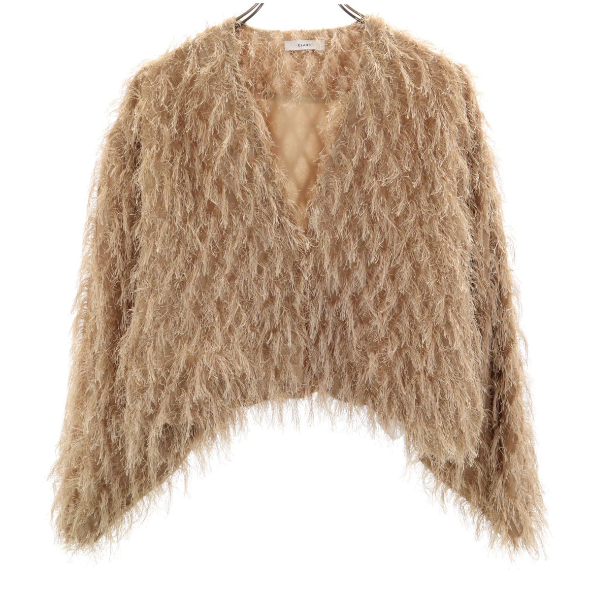 CLANE クラネ 長袖 クロスフリンジ ボレロ 2 ベージュ