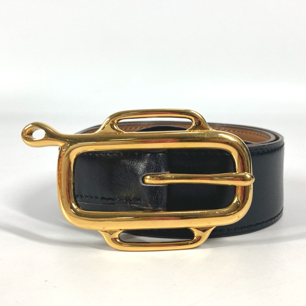 エルメス HERMES ロゴ ヴィンテージ ズボン用ベルト ベルト ボックスカーフ I〇刻 ブラック